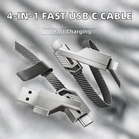 [Amélioré] Câble USB-A/C 4-en-1 45W 3FT pour charge rapide et transfert de données, conducteur en cuivre pur, nylon tressé plat, iPhone iPad