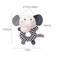 Anneau de main rond noir et blanc Cartoon Toy Soft Baby Animal Plush pour les enfants