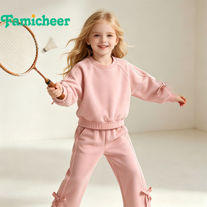 Ensemble décontracté pour fille avec nœud, vêtements pour enfants, ensemble de survêtement quotidien pour filles - Product Image 4