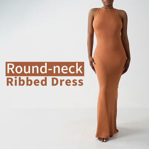 Женское облегающее платье с круглым вырезом, без рукавов - Product Image 4