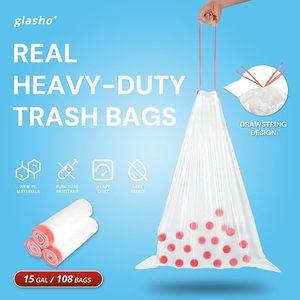 Sac poubelle jetable en LDPE avec fermeture à nouer, usage domestique, 30-33 gallons, sac à déchets en plastique transparent pour cuisine et jardin - Product Image 2