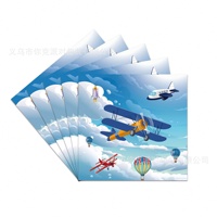 Ensemble de fournitures de fête jetables de haute qualité à thème avion de dessin animé, comprenant assiettes en papier, gobelets en papier, serviettes et nappe, très vendu