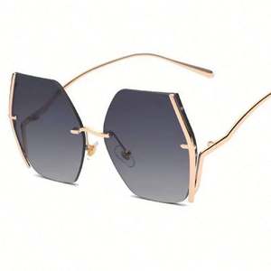 Gafas de Sol de Moda 2021 con Logotipo Personalizado, Montura Metálica Grande, Sin Marco, para Mujer, Gafas de Sol Extra Grandes - Product Image 3