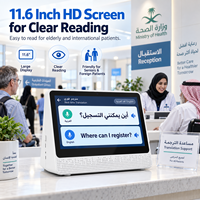 Perangkat Penerjemah Medis Layar Ganda untuk Resepsi Pasien di Rumah Sakit dan Klinik, Terjemahan Real-Time, Layar OLED 11,6 inci, Wi-Fi, Pintar
