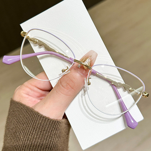 <span class=keywords><strong>Occhiali</strong></span> <span class=keywords><strong>da</strong></span> <span class=keywords><strong>vista</strong></span> G95-300 Retro Lady Fashion con montatura a occhio <span class=keywords><strong>di</strong></span> <span class=keywords><strong>gatto</strong></span> bicolore in metallo, anti luce blu, per donna, <span class=keywords><strong>da</strong></span> lettura. - Product Image 1