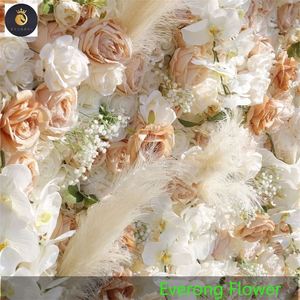 EV <span class=keywords><strong>T197</strong></span> Venta caliente Rosa Artificial Flor Pared Seda Pampas Hierba Lujo Boda Telón de fondo Enrollar - Product Image 3