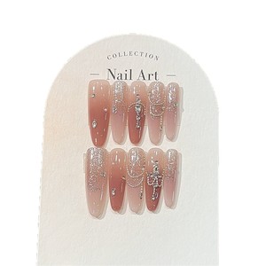 <span class=keywords><strong>Uñas</strong></span> postizas estilo francés <span class=keywords><strong>con</strong></span> degradado <span class=keywords><strong>rosa</strong></span> suave y brillante, <span class=keywords><strong>con</strong></span> diamantes plateados, de ABS, cobertura completa. - Product Image 5