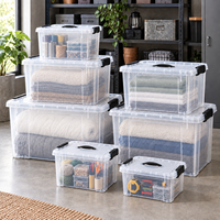 Série de boîtes de rangement en plastique transparent, plusieurs tailles, pour chambre à coucher, placard, vêtements saisonniers, organisation de la literie