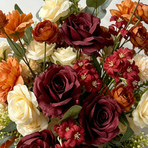 Vintage Terracotta Burgundy Wedding Table Centerpiece <b>Artificial</b> Floral Arrangement for Wedding Reception Banquet Table De - Product Image 3