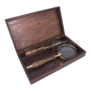 Nautical Brass <b>Wood</b> Magnifying <b>Letter</b> Opener Kit Reading Inspection Astrologer Science With Wooden Handle Collectible Decor Gift - Product Image 3