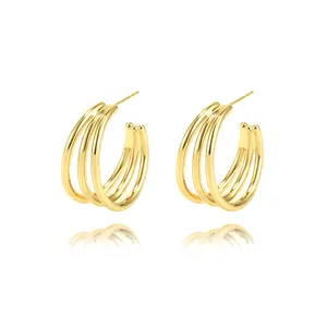 China manufacturer custom jewelry fashion 14k 18k gold plated brass earrings women