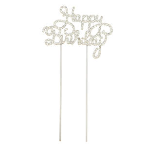 Venta al por mayor <span class=keywords><strong>precio</strong></span> <span class=keywords><strong>de</strong></span> fábrica princesa <span class=keywords><strong>pastel</strong></span> <span class=keywords><strong>de</strong></span> cumpleaños decoración Rhinestone Feliz cumpleaños <span class=keywords><strong>pastel</strong></span> superior - Product Image 4