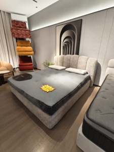 Nuovo Design: Set <span class=keywords><strong>Letto</strong></span> in Schiuma ad Alta Densità Comprimibile con Telaio Morbido, <span class=keywords><strong>Testiera</strong></span> Montata <span class=keywords><strong>a</strong></span> Parete con Velcro e Rivestimento Lavabile - Product Image 2