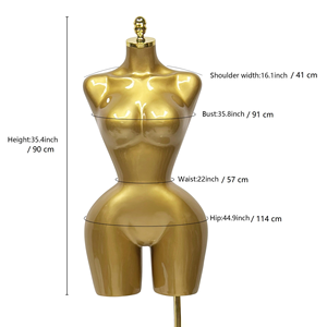 Maniquí <span class=keywords><strong>de</strong></span> Mujer con Curvas en la Parte Superior del Cuerpo BBL - <span class=keywords><strong>Busto</strong></span> Ajustable, Caderas Pequeñas, Opciones con Cabeza/Sin Cabeza con Soporte Dorado - Product Image 5