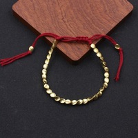 Bracelet tendance à franges géométriques tressées avec perles en laiton irrégulières plaquées or antique pour femmes et hommes - Cadeau de mariage
