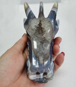 Sculture di Cristallo <span class=keywords><strong>Drago</strong></span> in Agata Druzy Intagliate a Mano, Dimensioni 3-5 Pollici, per Decorazione Casa - Product Image 3