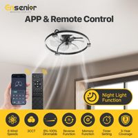 Ventilateur de plafond à profil bas de 20 pouces avec lumières et télécommande, ventilateur de plafond encastré noir avec commande par application, 2200 CFM pour chambre à coucher