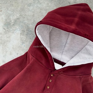 Hoodie Homme Streetwear Personnalisé Oversize en Coton Lourd 100% avec Boutons – Collection Wash Essentials - Product Image 5