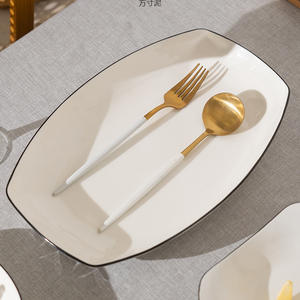 Restaurant cadeau Style créatif <span class=keywords><strong>maison</strong></span> assiette assiette bol alimentaire filet célébrité cuillère <span class=keywords><strong>vaisselle</strong></span> en céramique bol ensemble - Product Image 5