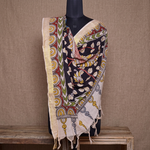 Chal largo de algodón suave hecho a mano con borde floral elaborado, bordado tradicional con hilo multicolor y trabajo Gota, para fiestas, para damas. - Product Image 1