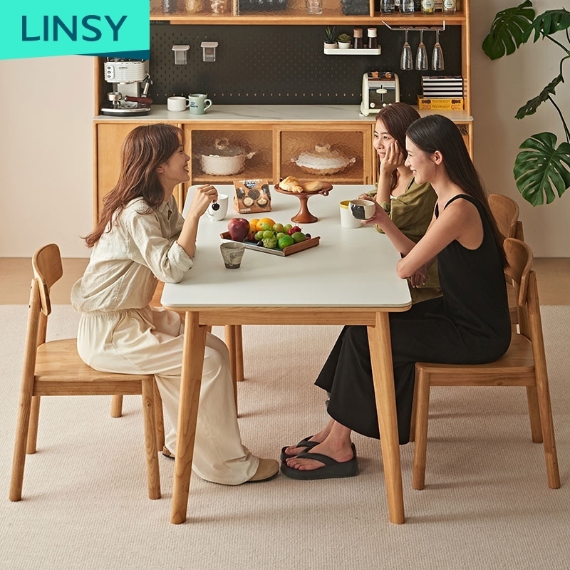 Modern Solid Wood Dining Table with Sintered Stone Top (6-Seater) - View 4