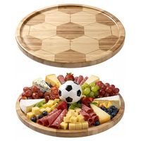 Plateau décoratif rond en bambou écologique en forme de ballon de football, assiette à dîner, plateau à fruits, planche à fromage
