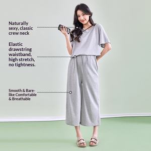 Ensemble de maternité décontracté printemps-été style coréen, col <span class=keywords><strong>ample</strong></span>, manches courtes, <span class=keywords><strong>pantalon</strong></span> court, grande taille, vêtements de <span class=keywords><strong>grossesse</strong></span> et d'intérieur - Product Image 4