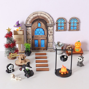 KI huiyuan Adornos decorativos en miniatura para puertas y ventanas de Navidad, escenas de modelos de brujas de Halloween, para colgar en exteriores - Product Image 4