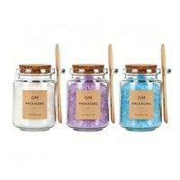 Glass Jar Bath Salt Storage Container with Spoon for Kitchen Use-Coffee Tea Salt Organizer