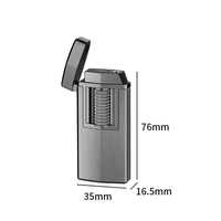 DEBANG Briquet coupe-vent en alliage de zinc de haute qualité avec fenêtre de niveau de gaz visible, rechargeable au gaz, flamme réglable, vente en gros
