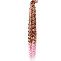 30 pouces Arel Curl Hair Water Wave Twist Crochet Hair Synthétique Deep Wave Tressage Extension de cheveux Ombre Blonde Rose