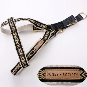 天然ヘンプドッグハーネスとリーシュポリエステルプルドッグハーネス2025新デザインロゴメタルバックル付き - Product Image 2