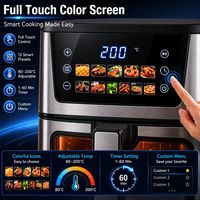 Friteuse à air intelligente 8,5 L pour usage domestique, 2400 W, 4 éléments chauffants, 25 % plus rapide, certifiée ROHS LFGB CE, avec fenêtre de visualisation