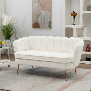 SZ Modern Chenille Loveseat Small <strong>Sofa</strong> <strong>Mini</strong> Room Couch Two-Seater <strong>Sofa</strong> with Gold Metal Legs Small Space Office Studio Apartment - Product Image 1
