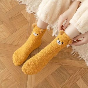 Bán Buôn Mùa Đông Nhà Máy Dễ Thương Động Vật Phụ Nữ Vớ Ấm Phim Hoạt Hình Gấu Fluffy Ấm Cúng Mềm Lông Cừu Vớ Mờ Cô Gái Ngủ Giường Vớ - Product Image 4