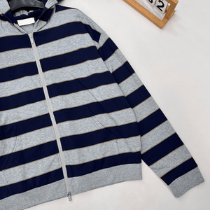 Sweat à capuche zippé en tricot rayé pour homme, décontracté, à manches longues, avec poches, pour tous les jours et les activités de plein air - Product Image 6