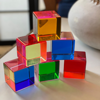 Blocs en acrylique néon, aspect lisse, jouets d'apprentissage des couleurs pour bébé, empilage de lumières et d'ombres, blocs de construction, blocs brillants et transparents