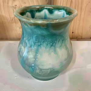 Jarrón de mesa de gres de 5 "hecho a mano, flor moderna ecológica de <span class=keywords><strong>Florida</strong></span>, rueda de cerámica, gres verde rústico lanzado - Product Image 6