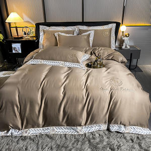 Ensemble de literie 4 pièces en microfibre de <span class=keywords><strong>soie</strong></span> lavée, linge de maison, drap et <span class=keywords><strong>taie</strong></span> d'oreiller, luxe brillant en Stock - Product Image 4