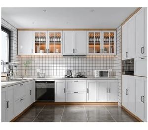 Ensemble d'armoires de cuisine en bois massif de style shaker, couleur et taille personnalisées, certifié ISO9001, prêt à assembler - Product Image 2