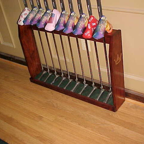 Solid Wood Red Floor Display Rack for 10 Golf Clubs