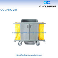 Chariot de service hôtelier O-Cleaning avec porte, chariot utilitaire pour le ménage, chariot de nettoyage commercial, chariot de blanchisserie