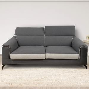 Divano GWEN a 3 Posti in Tessuto Grigio Scuro e Argento - Product Image 1