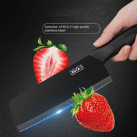 Ensemble de couteaux de cuisine modernes en acier inoxydable noir de sept pièces manche en PP enduit au laser lame 3Cr13 avec planche à découper de cuisine