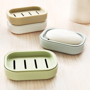 Japanese Style Soap Dish Rectangular PP Medium With Lid Drainable Soap Tray For Bathroom Use - Product Image 3