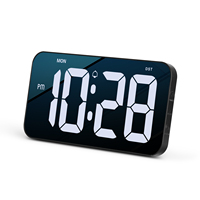Jam dinding led digital besar, jam dinding led digital dengan tampilan kalender dan standar dapat dilipat untuk dinding dan meja