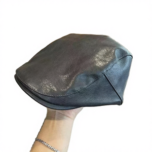 Casquette béret unisexe en cuir PU LongTai, automne-hiver, style rétro britannique, broderie 3D, mode décontractée, pour la pêche, les voyages quotidiens - Product Image 2