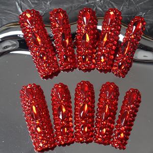 Uñas postizas de lujo con diseño de estrella y mariposa, acrílicas, hechas a mano, de cobertura completa, tipo ataúd largo, precio de fábrica al por mayor. - Product Image 2