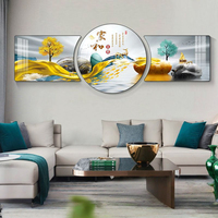 Ensemble de 3 miroirs muraux géométriques de luxe en forme de cerf, en porcelaine cristalline beige, bleue et dorée, pour la décoration du salon