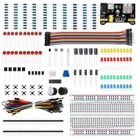 Composant électronique Kit de démarrage de base avec 400 points d'attache Résistance de câble de planche à pain, condensateur, LED, potentiomètre.